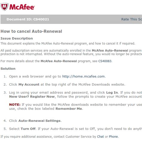 mcafee auto renewal email